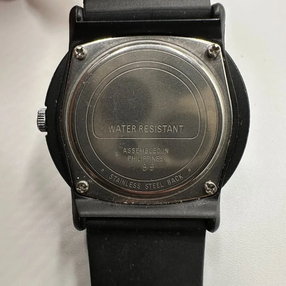 3/$30 Quantum Watch Women Black Red Round White Dial Resin Buckle Band